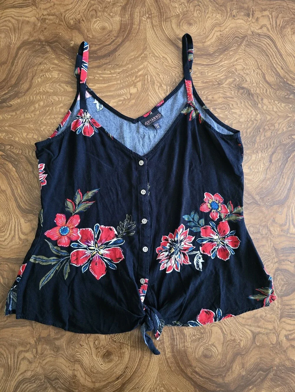 Shyanne Women's Floral Print Tie-Front Tank Top Size M Western Boho - Picture 1 of 6